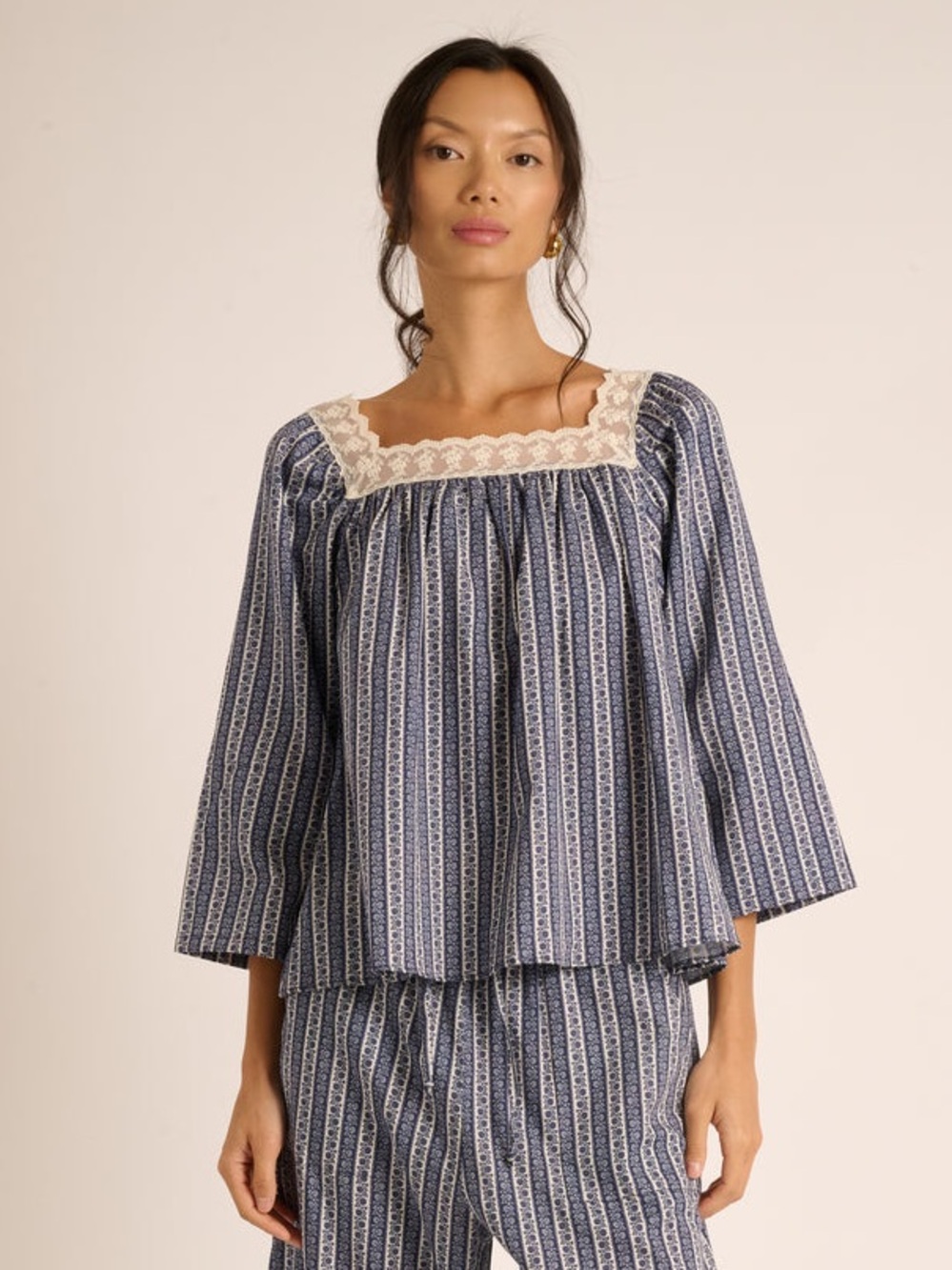 La Maregold Cotton Lace Blouse Top